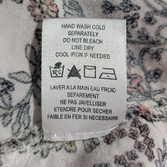 Floral Sleeveless V-Neck Blouse With Ruffle Trim By Pleione Anthropologie L/G - Picture 14 of 14